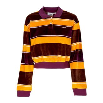 Obey Gestreepte Chenille Lange Mouw Polo - Dames - Polos - Veelkleurig - XS - Katoen - Tops