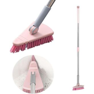 OEM Cepillo Triangular Para Suelos, Cepillo Con Mango Largo Y Cerdas R&iacute;gidas, Cepillo Para Azulejos, Cepillo Para Limpieza De Ba&ntilde;o - Crezuo