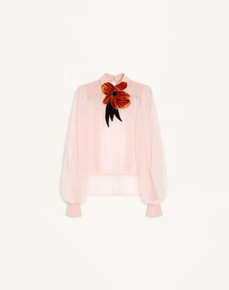 Valentino Top In Organza Ricamato Donna ROSA 36