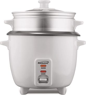 Brentwood 5 Cup Rice Cooker/Non-Stick with Steamer in White
