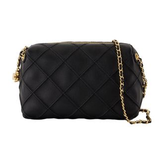 Tory Burch Womens Fleming Crossbody Bag Black Lambskin
