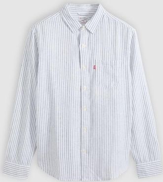 Levi's Camisa Sunset Pocket - Hombre - 2XL - Blanco / Navya Stripe Bright White Cotton Linen