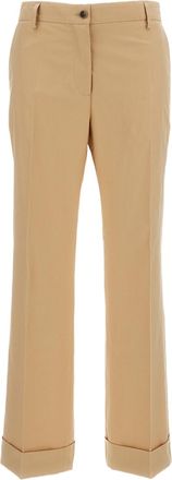 Alberto Biani Beige Wide-Leg Pressed Crease Pants