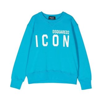 Dsquared2 Kids Sweatshirts, male, Blue, 10 Y, Icon Blue Sweatshirt Long Sleeve Crew Neck