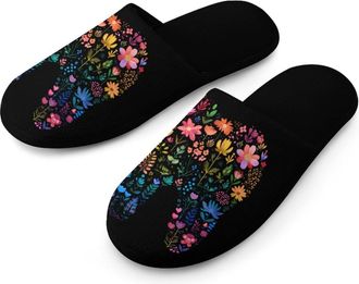 Generic Tooth Floral Colorful Dental Dentist Mens Slippers Warm Non-Slip Houes Shose Spa Slipper for Home Bedroom