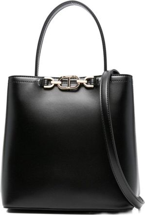 Twin-Set Structured Black Shoulder Bag With Gold-Tone Hardware