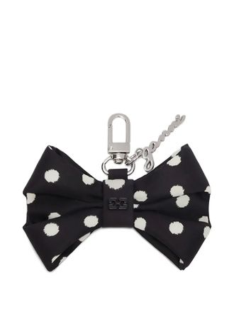 Ganni polka dot-bow keyring - Black