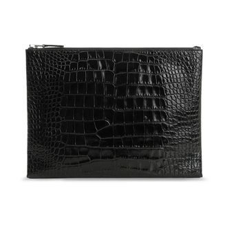 Tom Ford Tassen, Heren, Zwart, ONE Size, Leer, Krokodillenleren Pouch