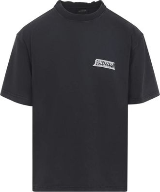 Balenciaga Masking Tape T-shirt - Heren - T-shirts - Zwart - M - Katoen - Tops