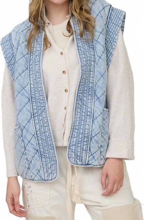 Blu Pepper Quilted Vest In Washed Denim
