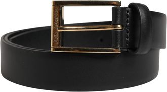 Dolce & Gabbana Men Black Classic Leather Metal Buckle Belt Calf
