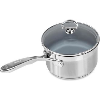 Chantal Induction 21 Steel 2 qt. Saucepan w/ Ceramic Coating and Glass Lid in Silver at Nordstrom