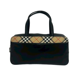 Burberry Black Leather Boston Bag Handbag Tote Bag (Pre-Owned)