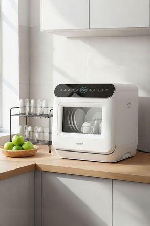 Living and Home Table Top 6L Touch Control Dishwasher Dryer with 3 Place Settings, 6 Modes, Delay Start & Off-peak Wash Function in White