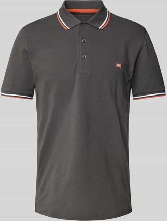 Christian Berg Poloshirt mit Label-Stitching in Anthrazit, Größe L
