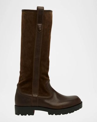 Christian Louboutin Men & apos;s Slouch Leather Lug-Sole Tall Boots