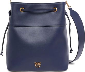 Pinko Medium bucket-tas met trekkoord en logo - Blauw