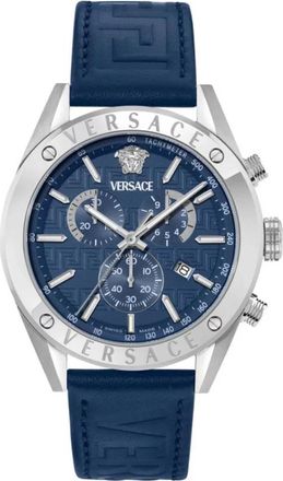 Versace Athletic Chrono - Heren - Horloges - Blauw - ONE Size - Leer - Accessoires