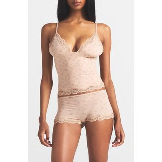 SKIMS Fits Everybody Lace Trim Crop Camisole & Shorts Pajamas in Z/dnumica Sketched Heartsdnu at Nordstrom, Size Xx-Small