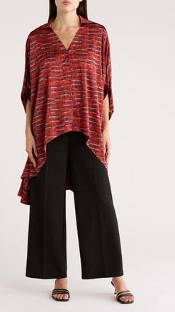 Patrizia Luca Oversize High-Low Button-Up Top in Red at Nordstrom Rack