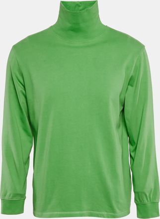 SUPREME Green Embroidered Cotton Turtle Neck Sweatshirt