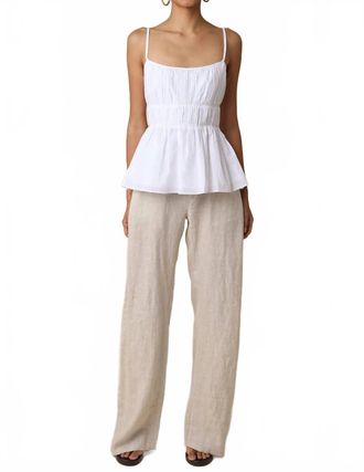 Olivaceous Carina Taupe Linen Pant In Beige