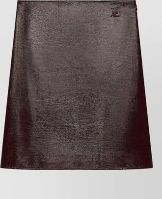 Courr&egrave;ges high-rise a-line vinyl knee-length skirt