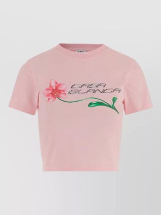 Casablanca logo cropped baby t-shirt floral motif