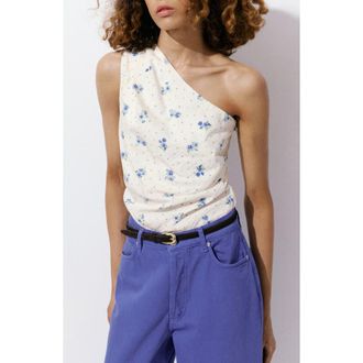 Mango Coya One Shoulder Knit Top in White at Nordstrom, Size X-Small
