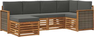 vidaXL Conjunto De Sof&aacute;s De Exterior 5 Uds. Natural Y Antracita Vidaxl