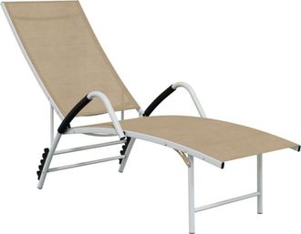 vidaXL Sun Lounger Textilene and Aluminium Cream vidaXL