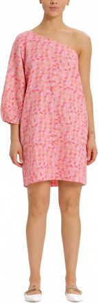 Something Navy Mini Floral One Shoulder Dress In Pink/floral