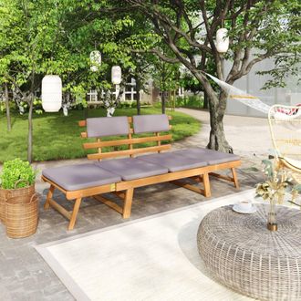 vidaXL Vidaxl - Sof&aacute; Cama De Jard&iacute;n 2 En 1 Con Coj&iacute;n Madera Maciza Acacia 190cm