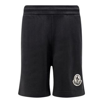 Moncler Sweatshorts met logopatch - Heren - Korte broeken - Zwart - Maat: S Katoen