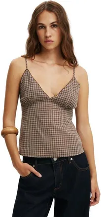 Cotton On Womens The Daydream Cami in Hazel Micro Check Rich Mocha at Nordstrom, Size 12