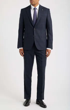 Jack Victor Esprit Tonal Plaid Wool Suit in Navy at Nordstrom, Size 44