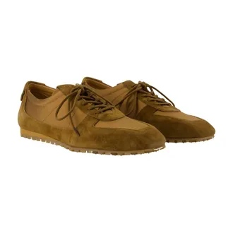 Aeyde Womens Suede Lace-Up Flat Brown Calfskin
