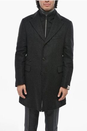 Corneliani Cappotto in Lana e Cashmere con Chest-Piece Removibile taglia 50