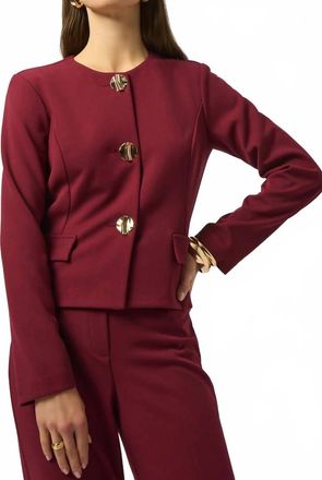 Joseph Ribkoff Formal Round Neck Blazer In Merlot