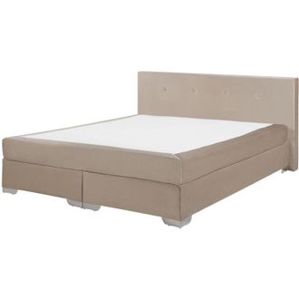 Beliani Cama Continental Tapizada Beige 180 X 200 Cm Con Colch&oacute;n Y Cabecero Bajo Consul