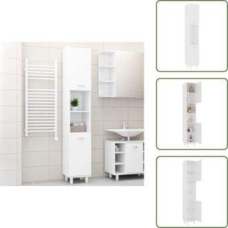 vidaXL The Living Store Mobile da Bagno Bianco 30x30x179 cm in Legno Multistrato - Armadio da bagno
