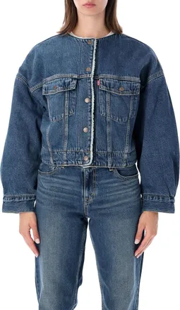 Levi's Cropped Denim Jacket With Collarless Neckline