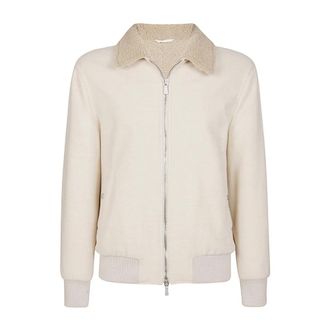 Eleventy Luxe 14 Micron Wollen Bomberjack - Heren - Bomber jackets - Wit - XL - Wol - Jassen
