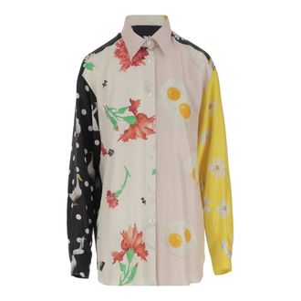 Moschino Silk Patchwork Shirt with Contrasting Prints - female - Moschino - Shirts - Multicolor - S - Blouses & Shirts