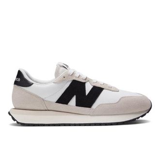 New Balance Hombre 237 en Blanco/Negro, Gamuza/Malla, Talla 37.5