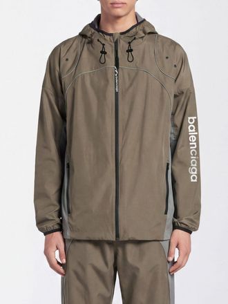 Balenciaga Waterproof Nylon Hooded Sport Jacket with Contrast Logo