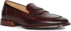 SaintG Carla Croc Embossed Loafer in Chocolate at Nordstrom Rack, Size 10Us / 40Eu