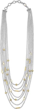 Lagos Two-Tone Caviar Icon Five-Row Strand Necklace in Silver/Gold at Nordstrom, Size 16