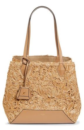 Jimmy Choo London Medium Diamond Raffia Tote in Natural/Gold at Nordstrom