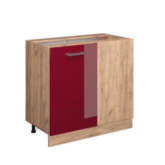 Vicco Armario De Esquina R-line, Rojo Burdeos Alto Brillo, 86 Cm Sin Encimera